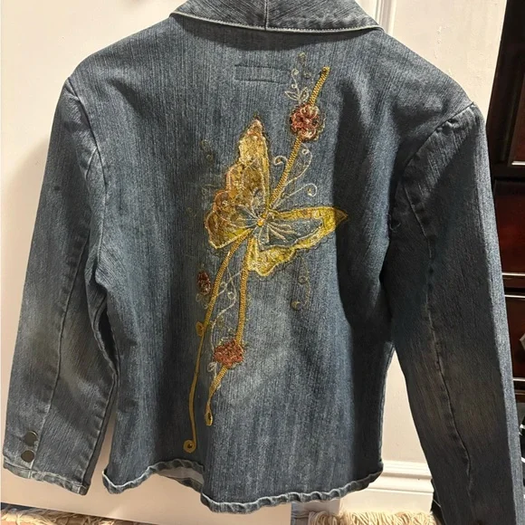 Jou Jou Denim Jacket with Gold Embroidery - Picture 4 of 7